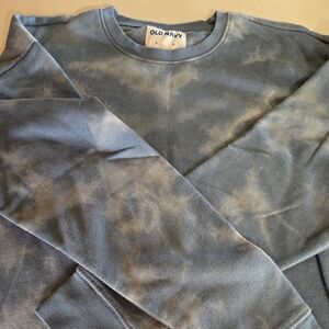 Old Navy Blue and Cream Tie-Dye Pullover Sweatshirt